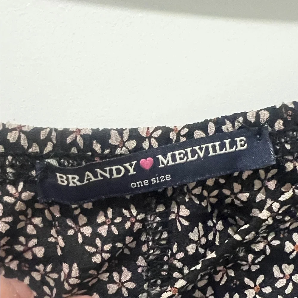Brandy Melville Black and‎ Cream Floral Skirt, One Size